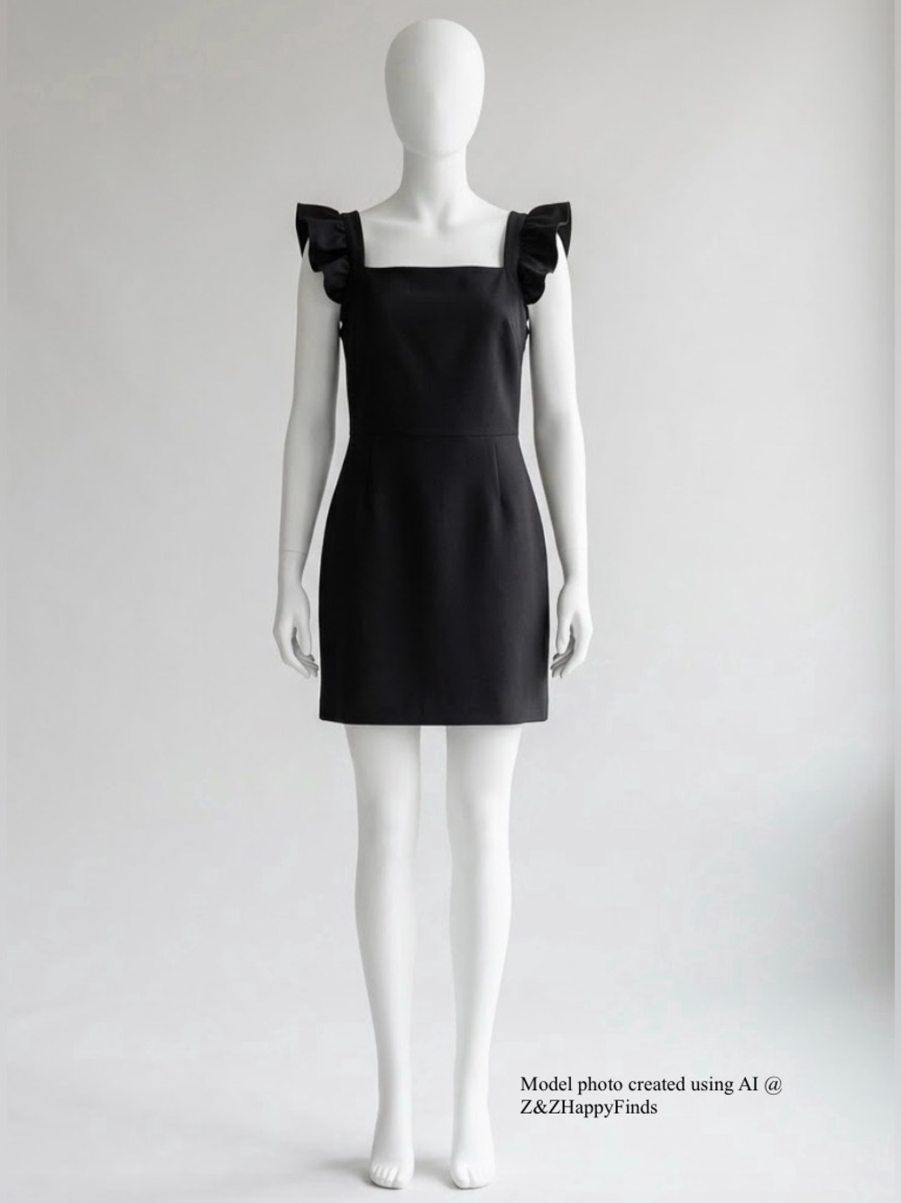 Chelsea 28 Black Ruffle Sleeve Square Neck Sheath Dress - Size L